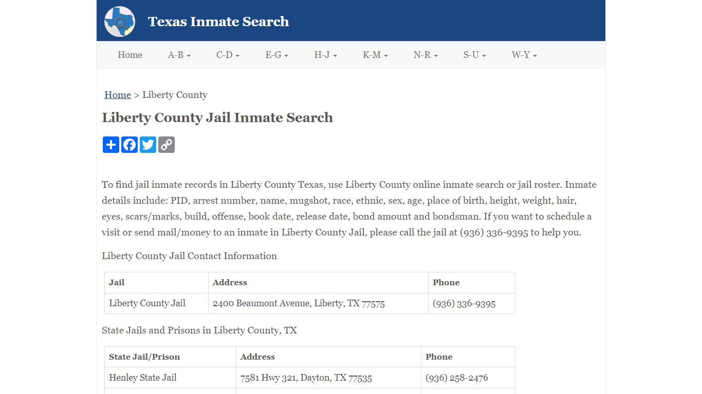 Current Liberty County Texas Jail Inmates